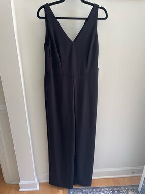 Adrianna Papell Black One-Shoulder V-Neck Jumpsuit